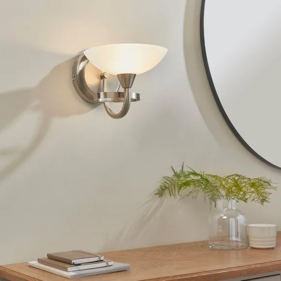 Cagney Wall Light with Glass Shade - Silver image