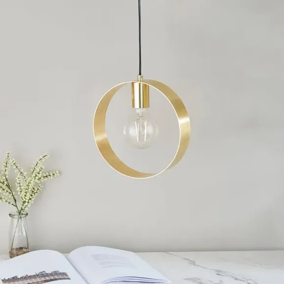 Circular Pendant Light - Brass, Metal