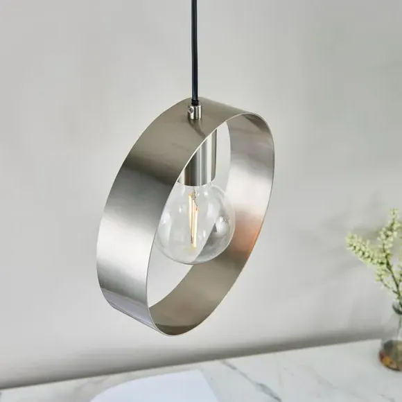 Circular Pendant Light - Nickel, Metal