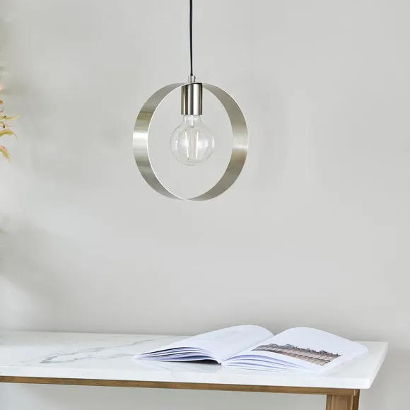 Circular Pendant Light - Nickel, Metal