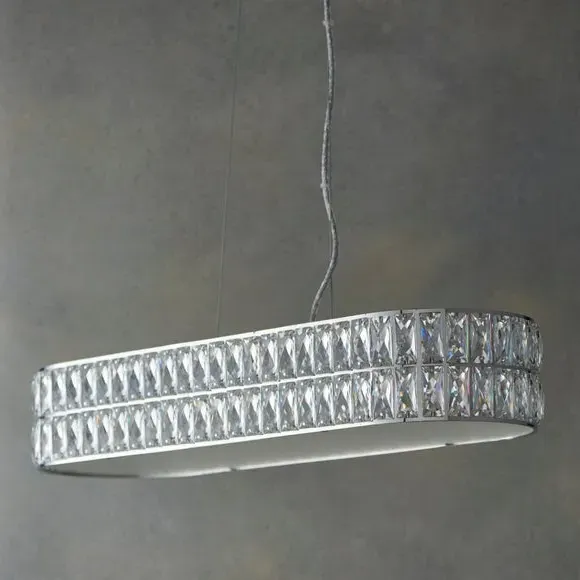 Crystal Pendant Light with LED - Chrome, Glass