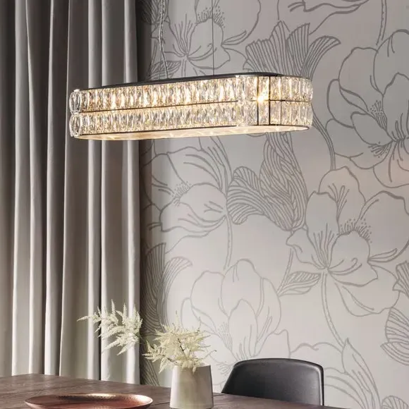 Crystal Pendant Light with LED - Chrome, Glass