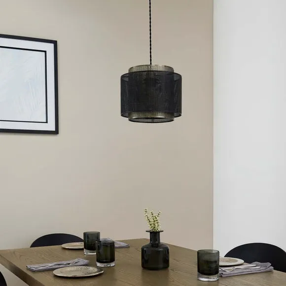 Cylinder Pendant Shade - Black, Metal Mesh