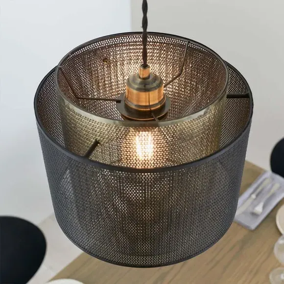Cylinder Pendant Shade - Black, Metal Mesh
