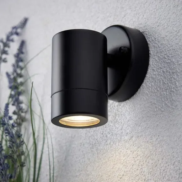Cylindrical Wall Light IP44 Rated - Black, Steel image