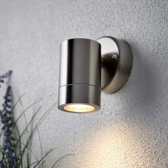 Cylindrical Wall Light IP44 Rated - Silver, Steel