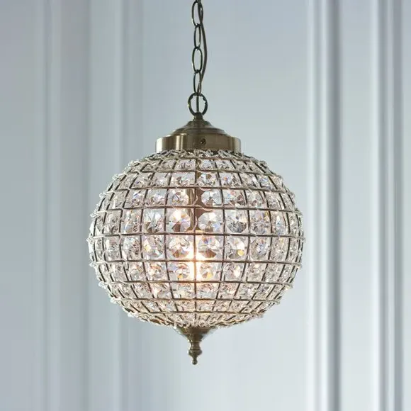 Dome Pendant Light with Chain - Antique Brass