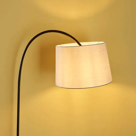 Floor Lamp with Cotton Shade - Black, Metal