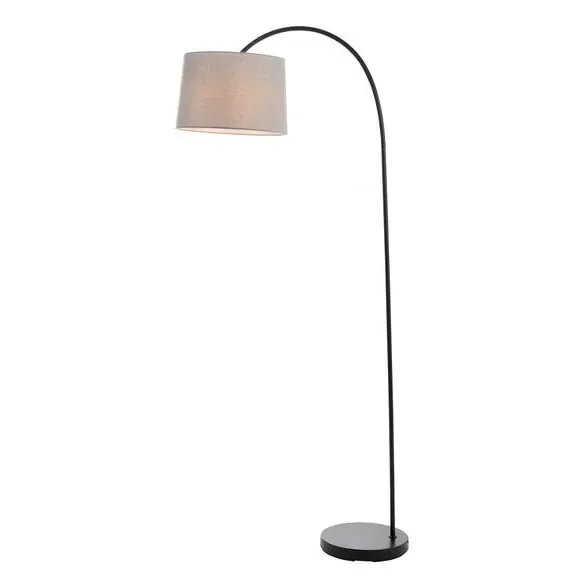 Floor Lamp with Cotton Shade - Black, Metal