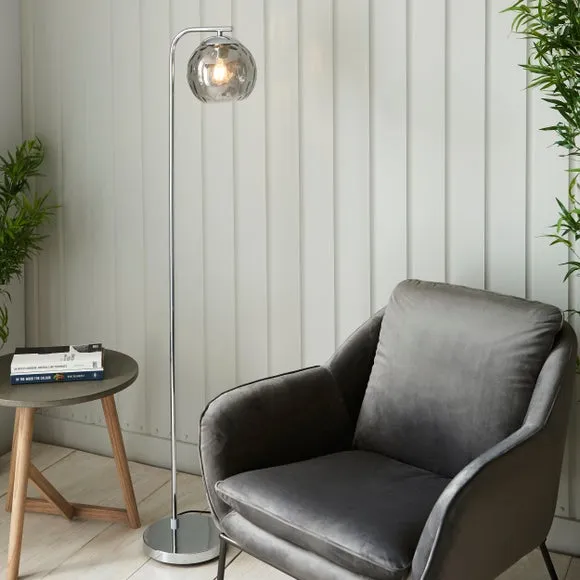 Floor Lamp with Dimpled Glass - Black