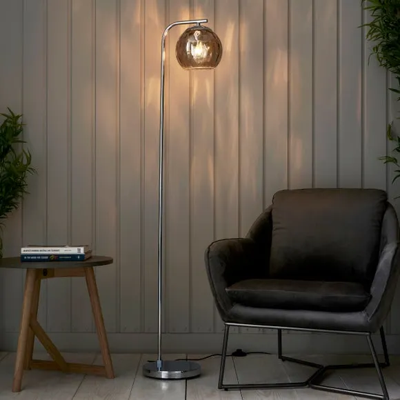 Floor Lamp with Dimpled Glass - Black