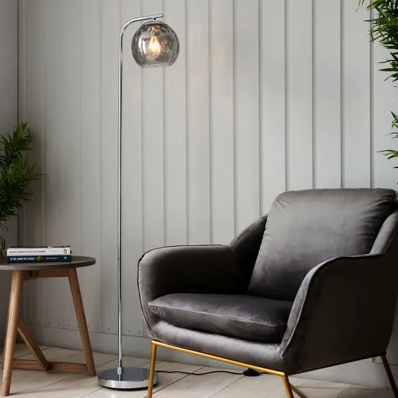 Floor Lamp with Dimpled Glass - Black image
