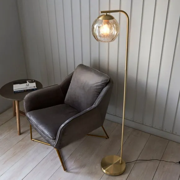Floor Lamp with Dimpled Glass - Gold