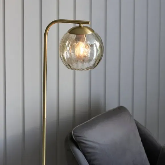 Floor Lamp with Dimpled Glass - Gold