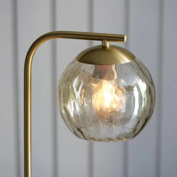 Floor Lamp with Dimpled Glass - Gold