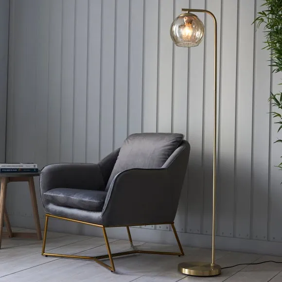 Floor Lamp with Dimpled Glass - Gold