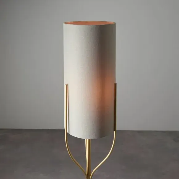 Floor Lamp with Foot Switch - Gold, Fabric