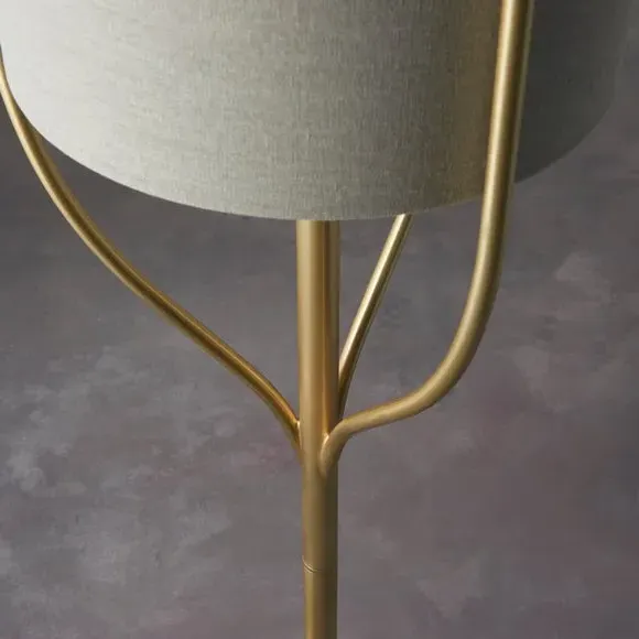 Floor Lamp with Foot Switch - Gold, Fabric