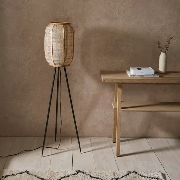 Floor Lamp with Foot Switch - Natural, Linen