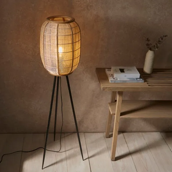 Floor Lamp with Foot Switch - Natural, Linen