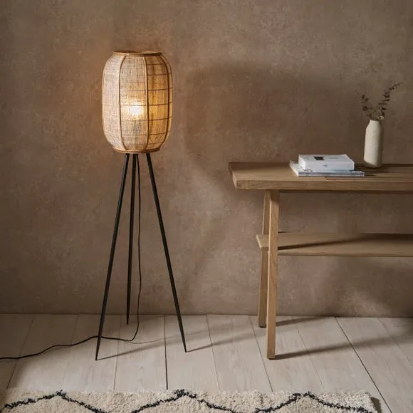 Floor Lamp with Foot Switch - Natural, Linen image