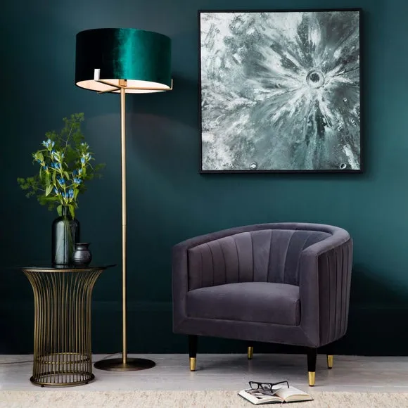 Floor Lamp with Push Bar Switch - Green, Velvet image