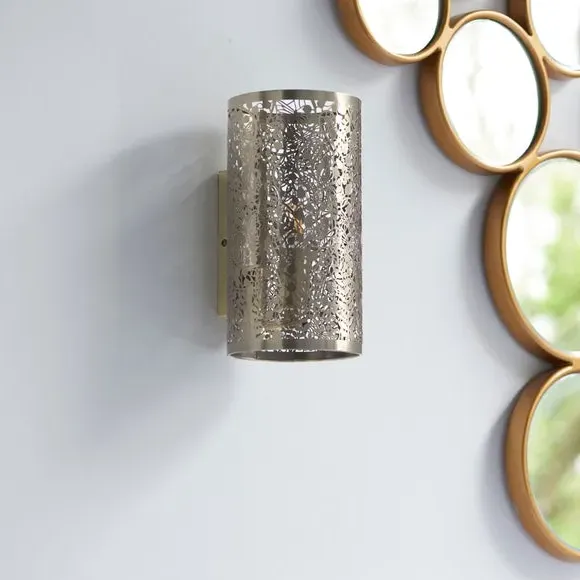 Floral Wall Light with Dimmer - Antique Brass