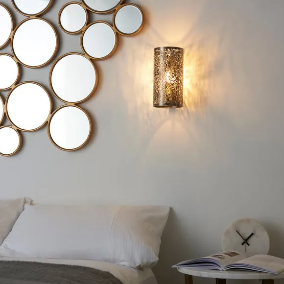 Floral Wall Light with Dimmer - Antique Brass