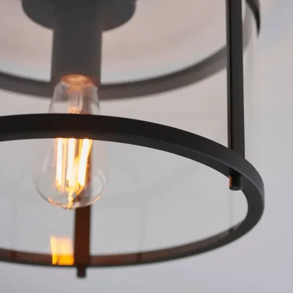 Flush Ceiling Light Industrial Style - Black