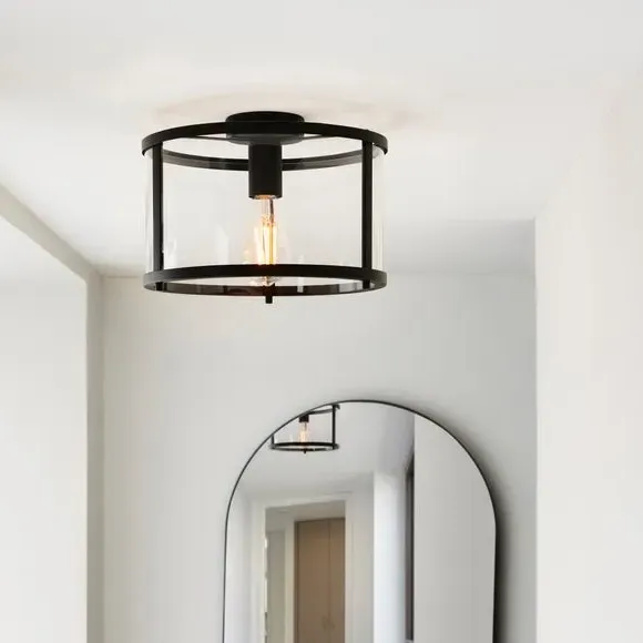 Flush Ceiling Light Industrial Style - Black image