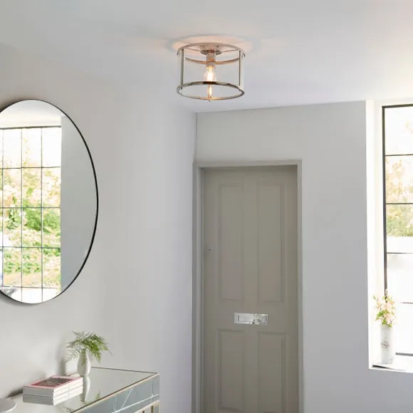 Flush Ceiling Light Industrial Style - Nickel