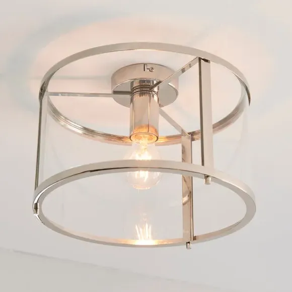 Flush Ceiling Light Industrial Style - Nickel