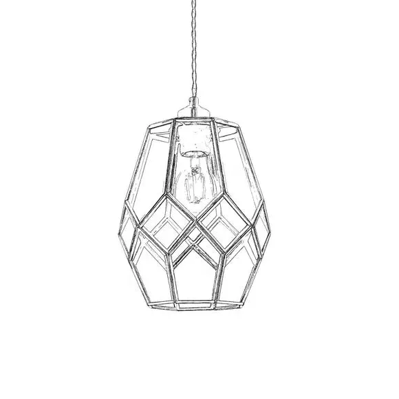 Glass Cage Pendant Shade - Clear, Antique Brass