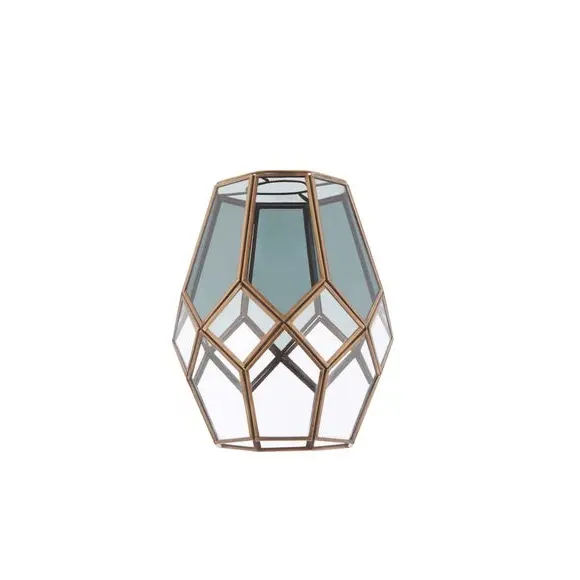 Glass Cage Pendant Shade - Clear, Antique Brass