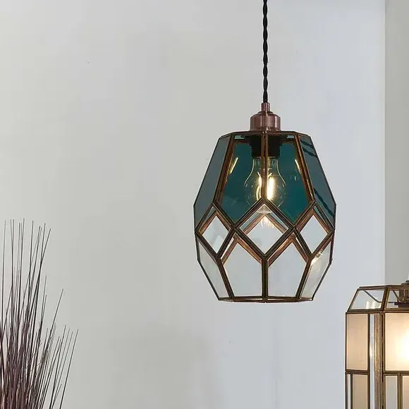 Glass Cage Pendant Shade - Clear, Antique Brass image