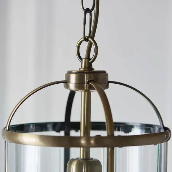 Glass Pendant Light with Metal Frame - Brass