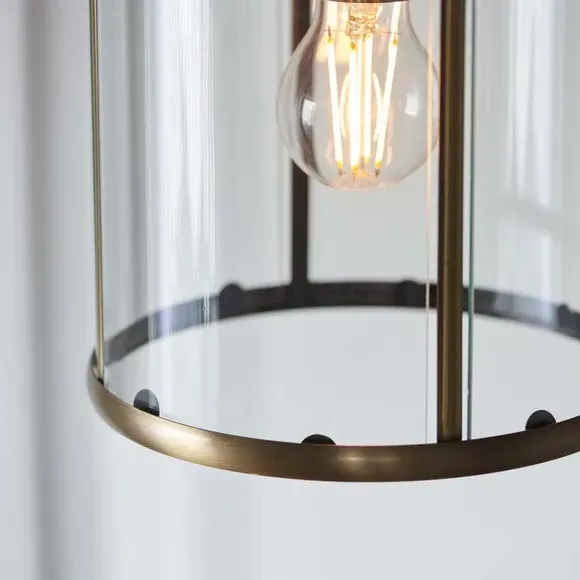 Glass Pendant Light with Metal Frame - Brass