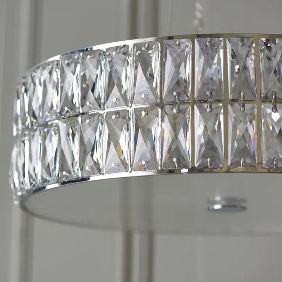 Hoop Ceiling Light with LED - Chrome, Crystal