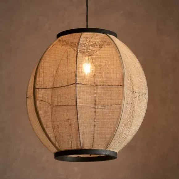 Large Pendant Light with Dimmer - Natural, Linen