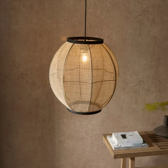 Large Pendant Light with Dimmer - Natural, Linen