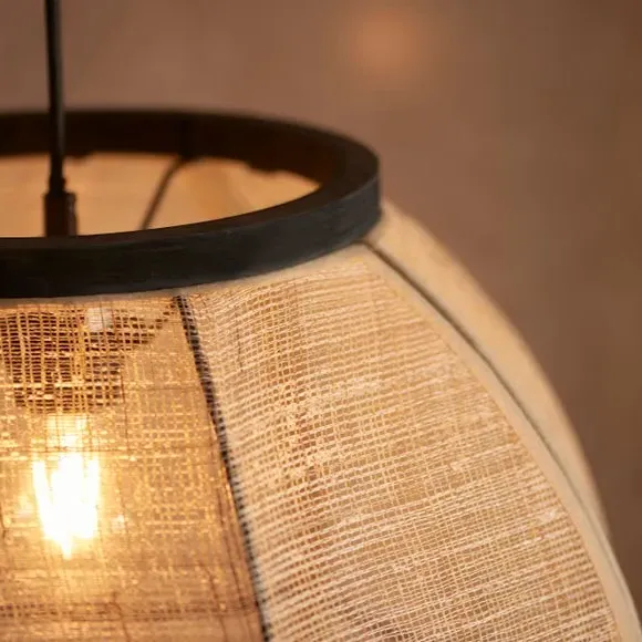 Large Pendant Light with Dimmer - Natural, Linen