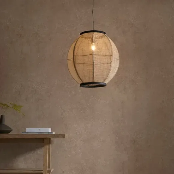 Large Pendant Light with Dimmer - Natural, Linen image