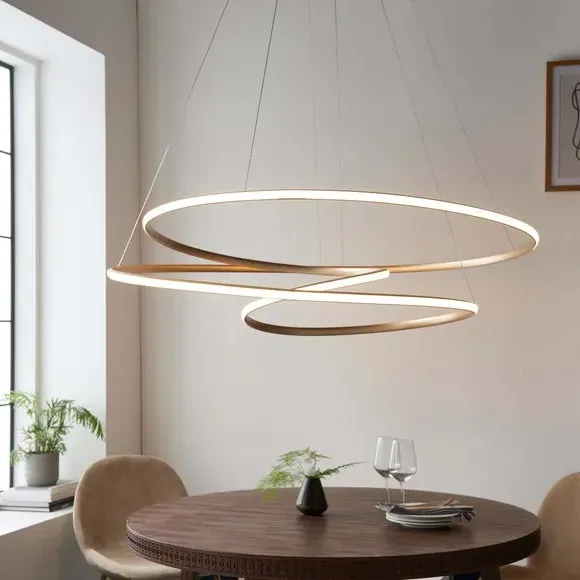 Large Pendant Light with Swirl Design - Gold
