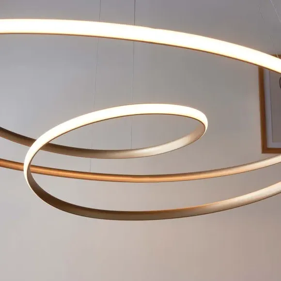 Large Pendant Light with Swirl Design - Gold