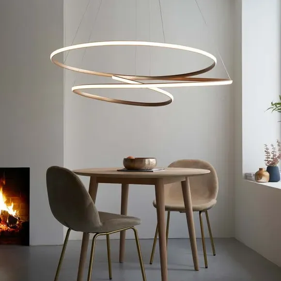Large Pendant Light with Swirl Design - Gold image