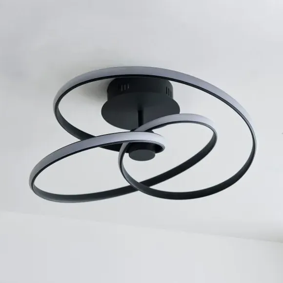 Loop Flush Ceiling Light - Black, LED
