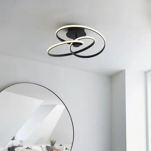 Loop Flush Ceiling Light - Black, LED