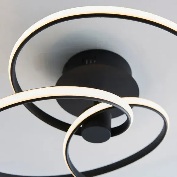 Loop Flush Ceiling Light - Black, LED