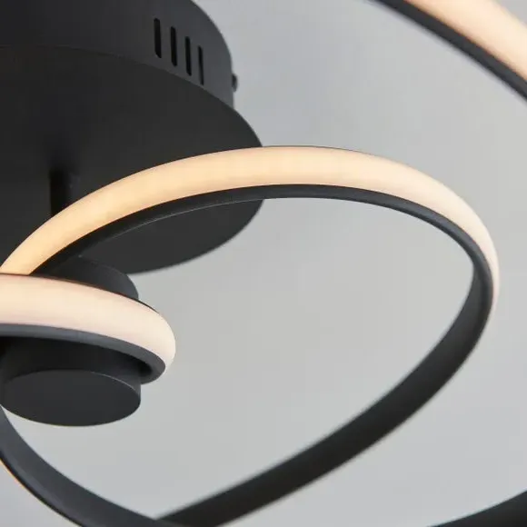 Loop Flush Ceiling Light - Black, LED
