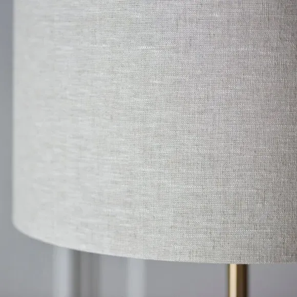 Mid Century Floor Lamp - Brass, Linen